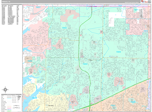 Frisco City Wall Map Premium Style