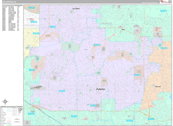 Fullerton City Digital Map Premium Style