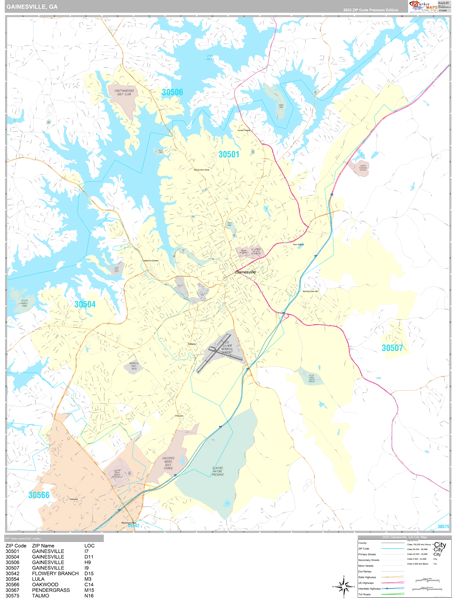 Gainesville, GA Zip Code Map