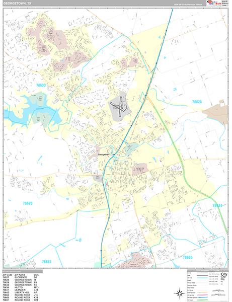 Georgetown City Wall Map Premium Style
