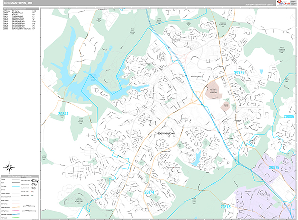 Germantown, MD Wall Map