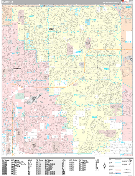Gilbert City Wall Map Premium Style
