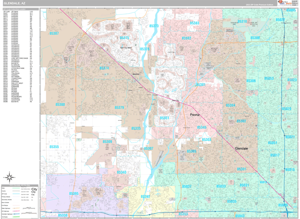Glendale, AZ Wall Map