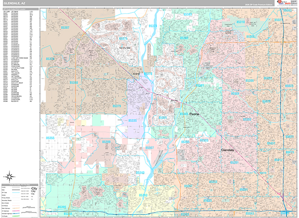 Glendale, AZ Wall Map