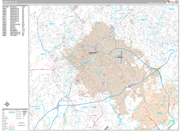 Greenville, SC Zip Code Map