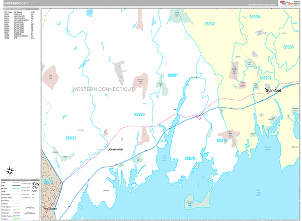 Greenwich, CT Zip Code Map