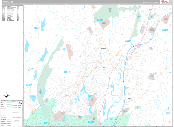 Hamden, CT Wall Map