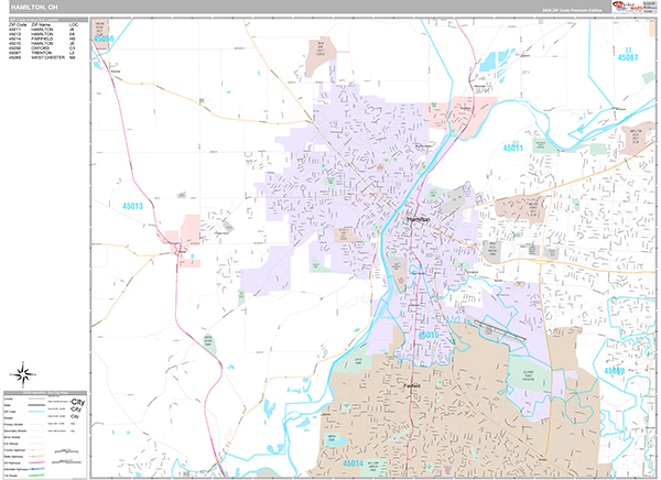 Hamilton, OH Wall Map