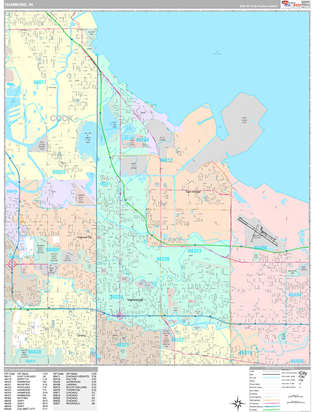 Hammond, IN Wall Map