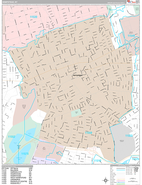 Hempstead, NY Wall Map