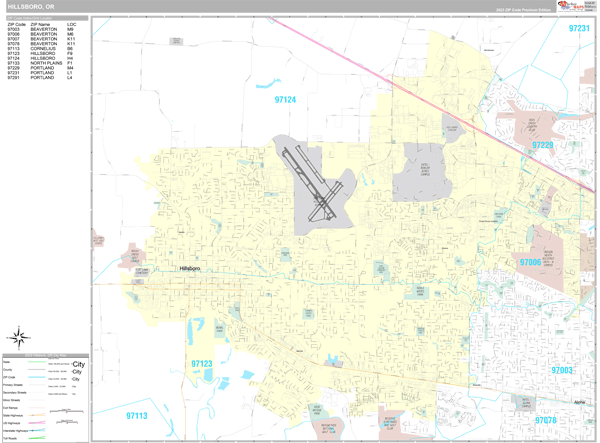 Hillsboro City Digital Map Premium Style