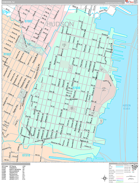 Hoboken, NJ Wall Map