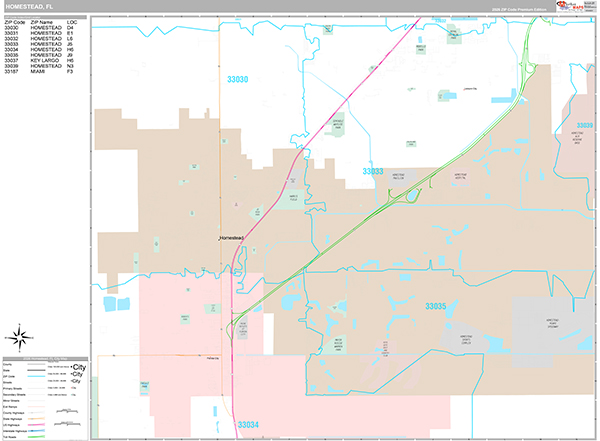 Homestead, FL Zip Code Map