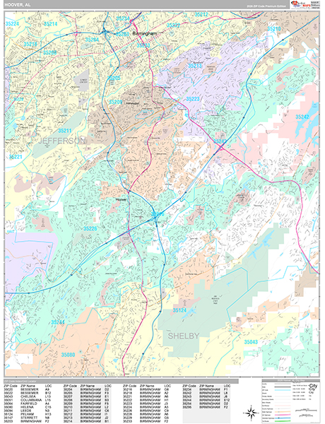 Hoover, AL Zip Code Map