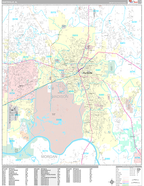 Huntsville, AL Zip Code Map