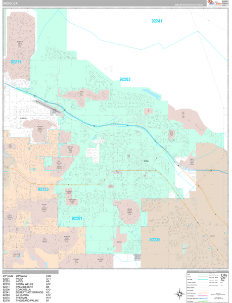 Indio, CA Wall Map