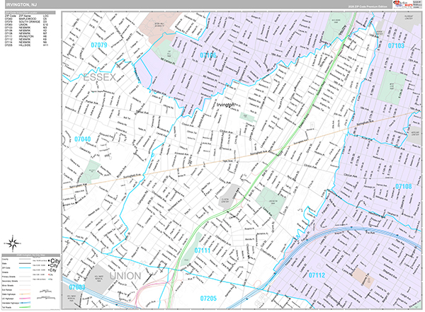 Irvington, NJ Wall Map