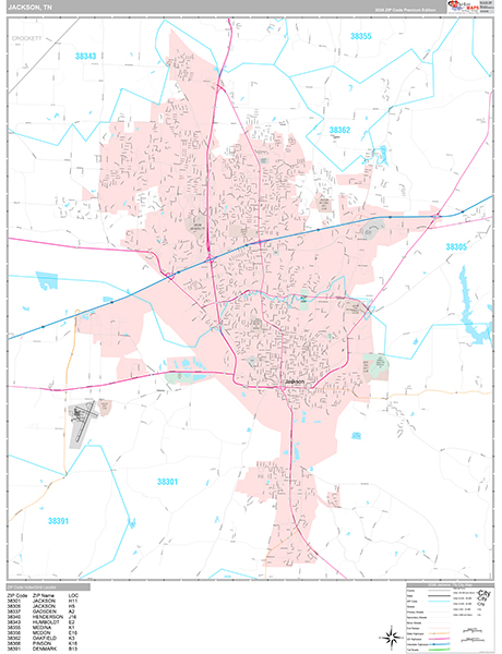 Jackson City Wall Map Premium Style