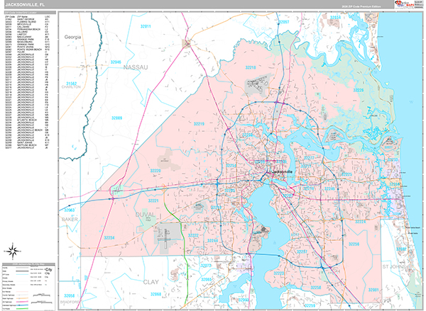 Jacksonville, FL Zip Code Map