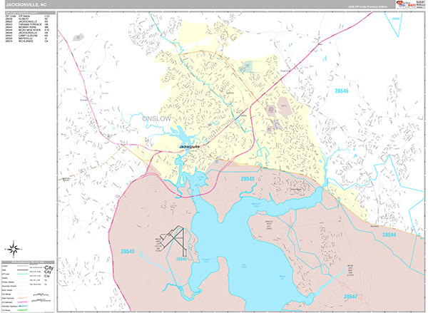 Jacksonville, NC Wall Map