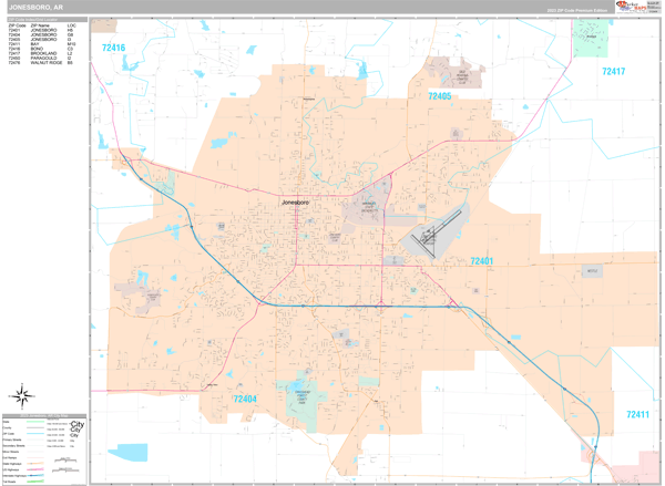Jonesboro City Digital Map Premium Style