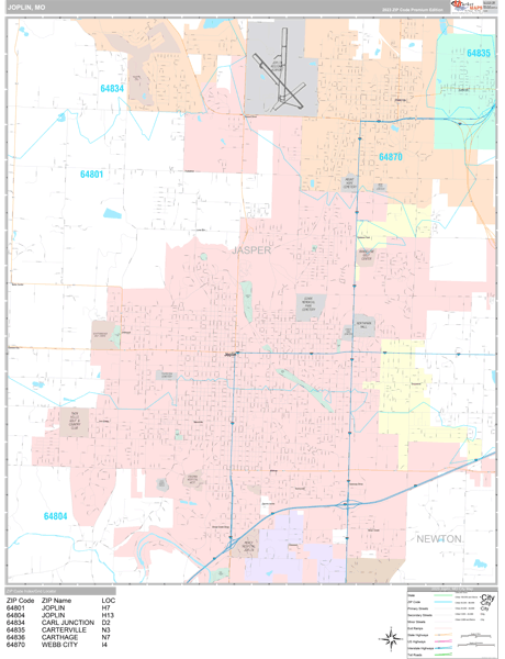 Joplin, MO Wall Map