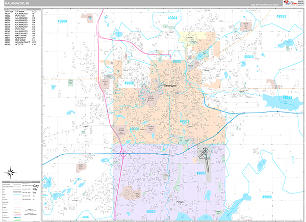 Kalamazoo, MI Zip Code Map