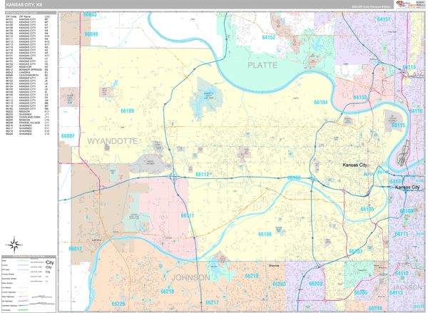 Kansas City Kansas Wall Map (Premium Style) by MarketMAPS - MapSales