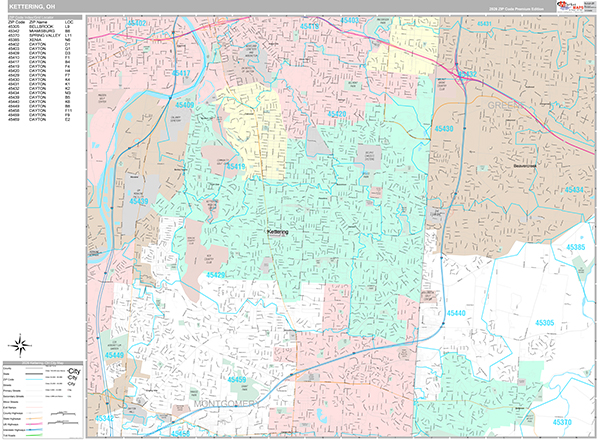 Kettering, OH Wall Map