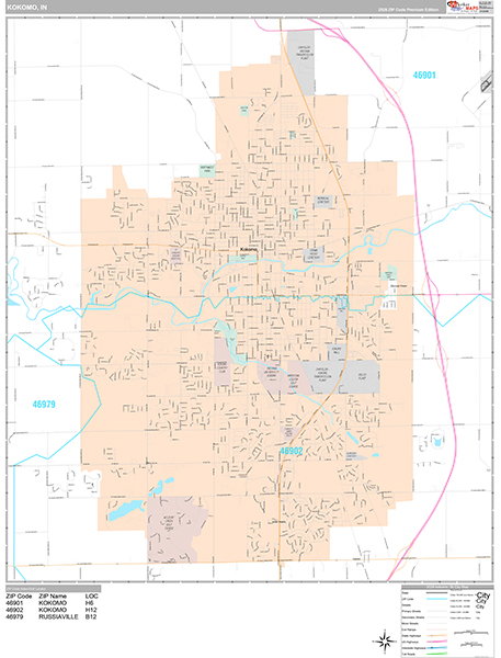 Kokomo, IN Zip Code Map
