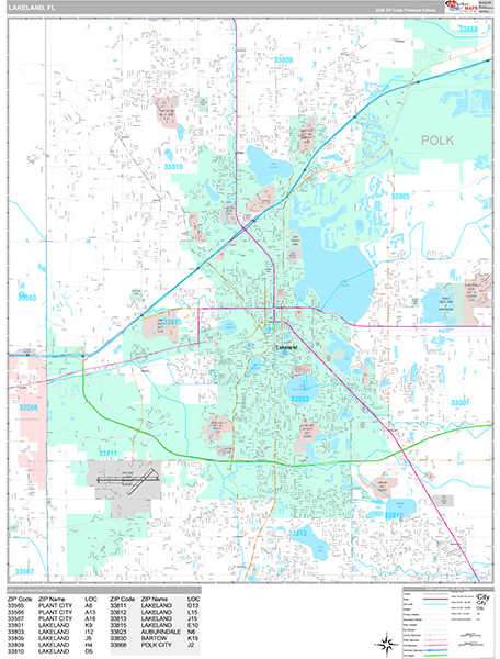Lakeland, FL Zip Code Map
