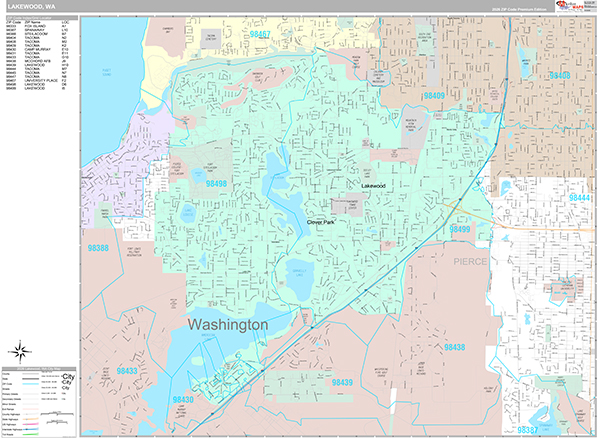 Lakewood, WA Zip Code Map
