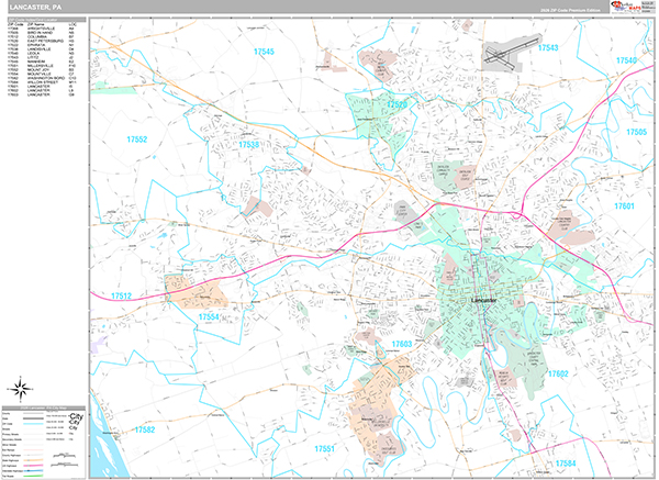 Lancaster, PA Wall Map