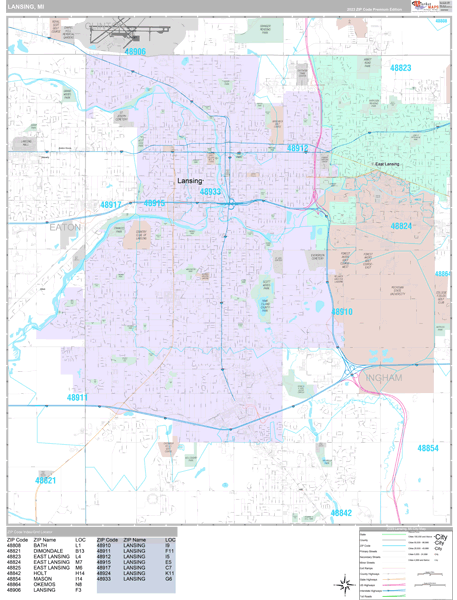 Lansing City Digital Map Premium Style