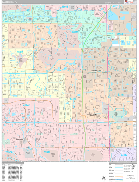 Lauderhill, FL Zip Code Map
