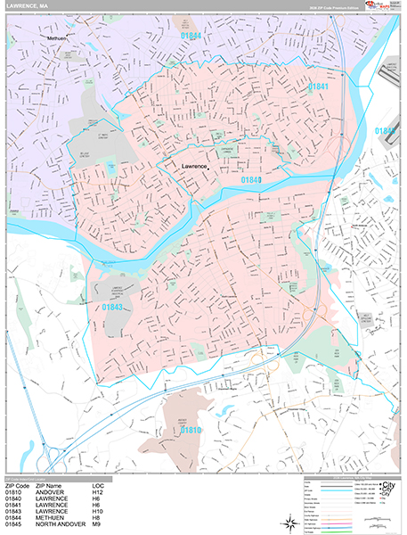 Lawrence, MA Wall Map