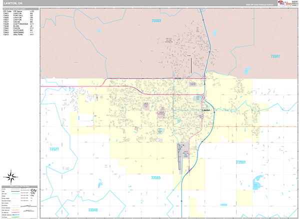 Lawton, OK Wall Map