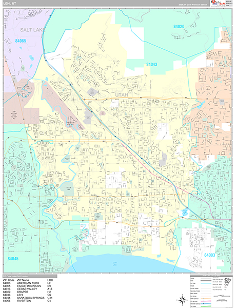 Lehi, UT Wall Map