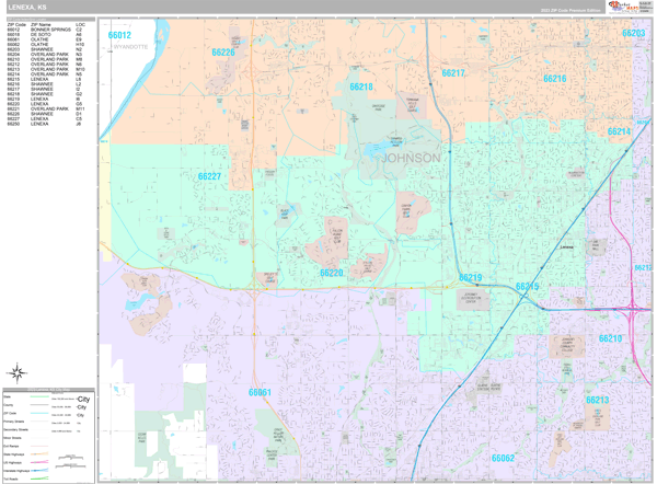 Lenexa, KS Wall Map