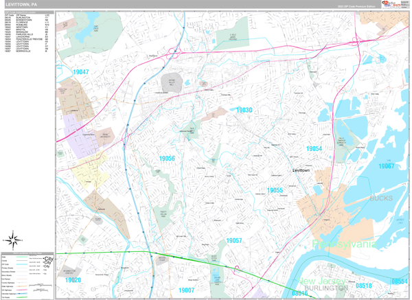 Levittown City Digital Map Premium Style