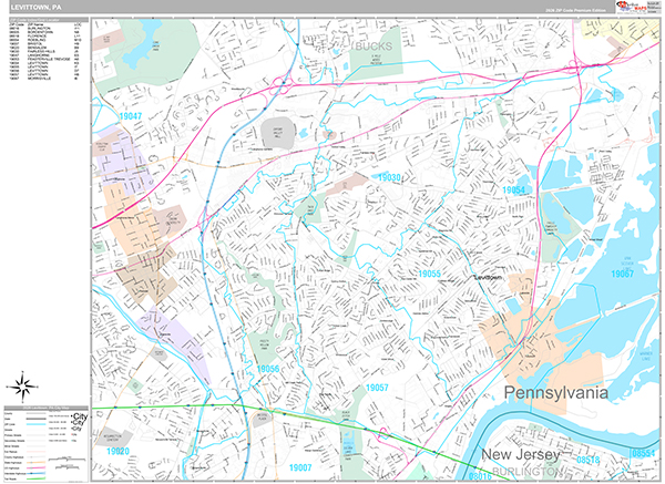 Levittown, PA Wall Map