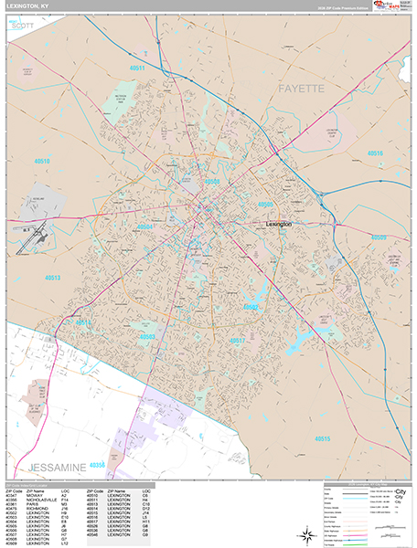 Lexington, KY Wall Map