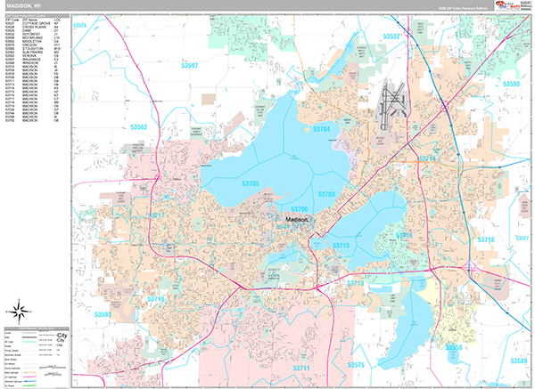 Madison, WI Zip Code Map