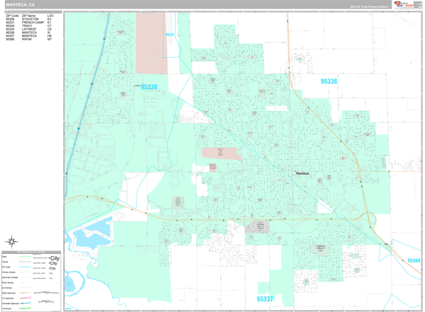 Manteca City Digital Map Premium Style