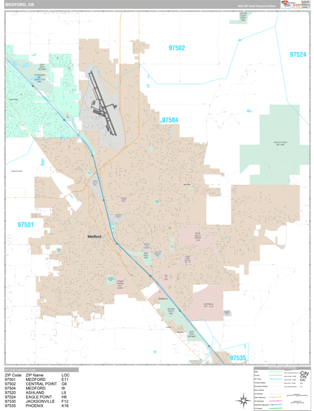 Medford, OR Wall Map