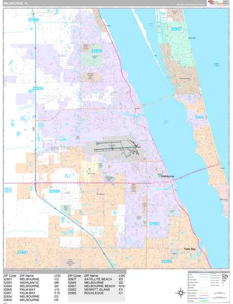 Melbourne, FL Wall Map