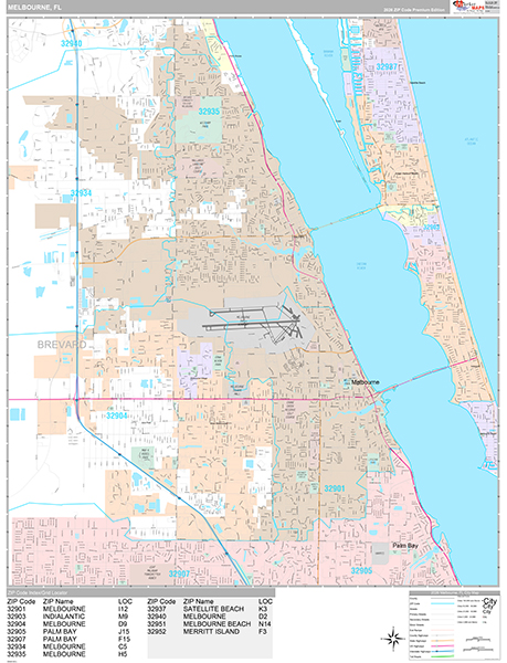 Melbourne City Wall Map Premium Style
