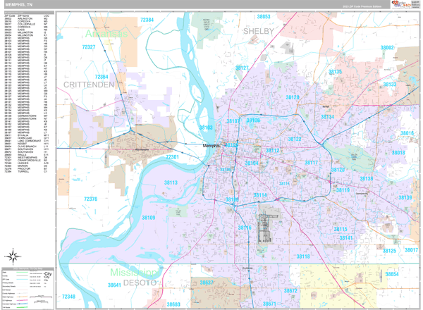 Memphis City Wall Map Premium Style