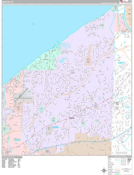 Mentor, OH Wall Map