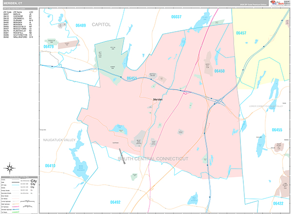 Meriden, CT Zip Code Map